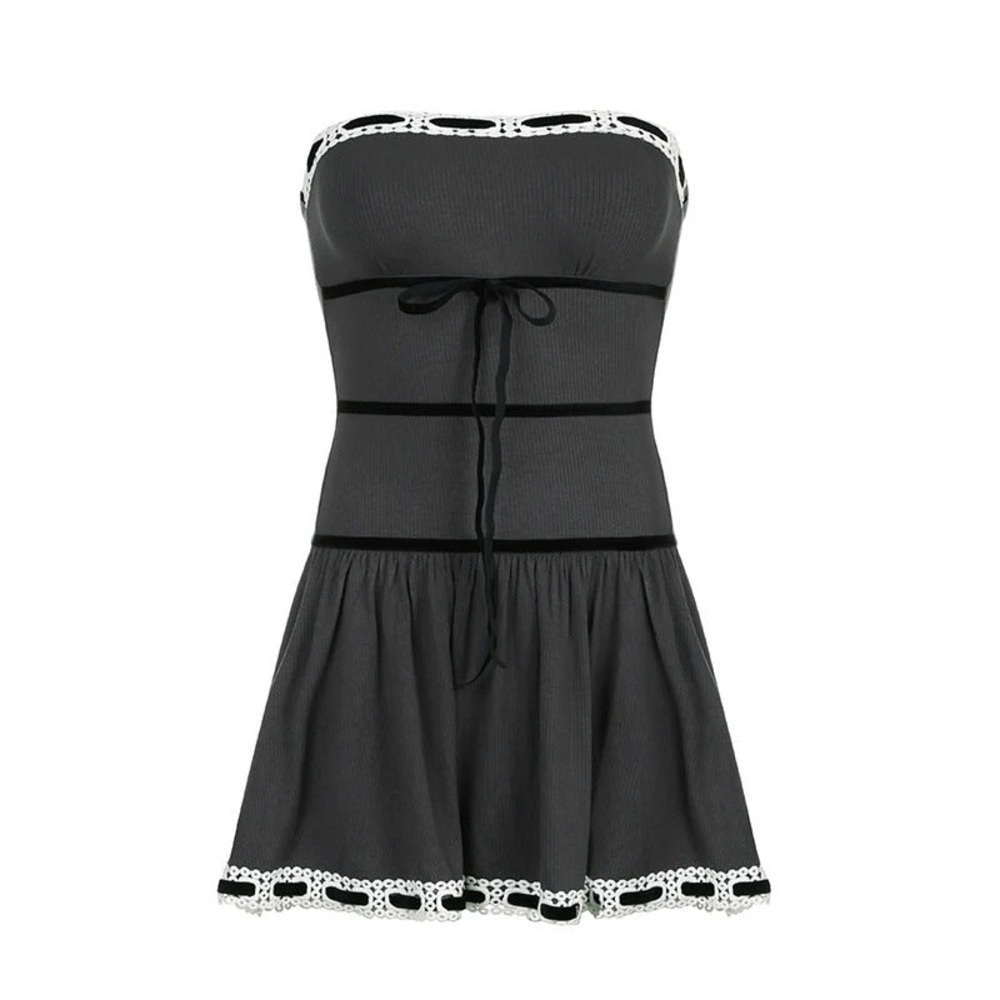 Cider Strapless Black and Gray Dress